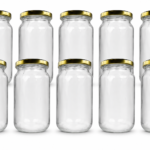 STAKLENKA 370ML VISOKA + POKLOPAC 10 KOM